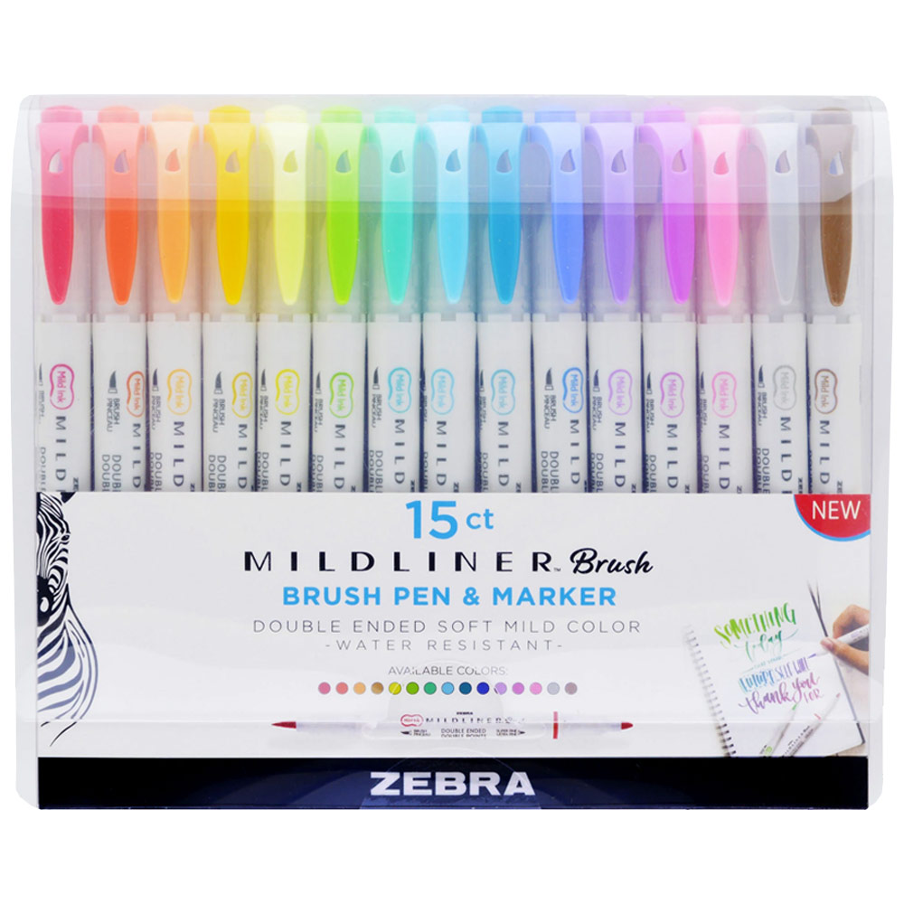 Zebra Mildliner Brush Pen 15 Set Assorted