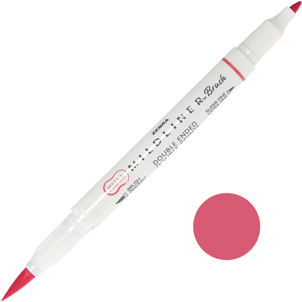 Zebra Mildliner Double-Ended Brush Pen Red