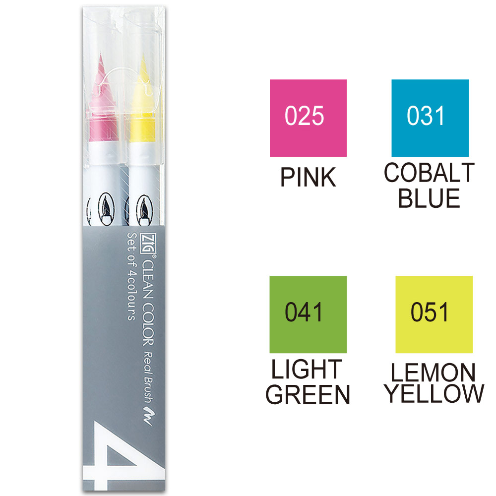 Zig Clean Color Real Brush Pen 4 Set Pop