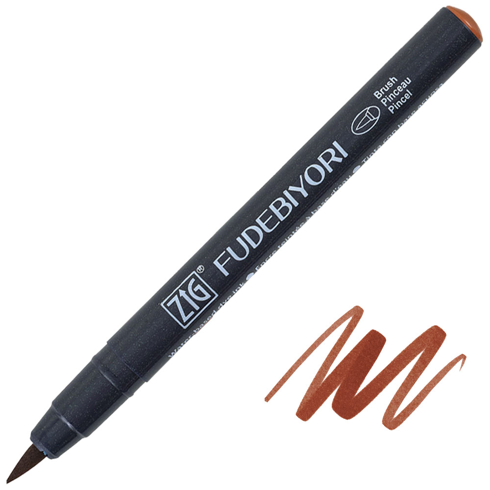 Zig Fudebiyori Brush Marker Deep Reddish Brown 602
