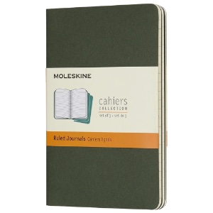 Moleskine Cahier Pocket Journal Ruled 3 Pack 3.5"x5.5" Myrtle Green