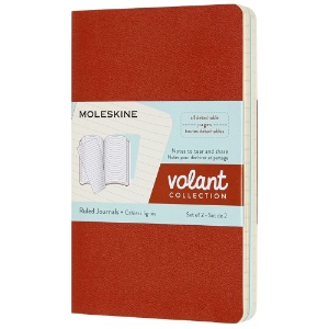 Moleskine Volant Pocket Journal Ruled 2 Pack 3.5"x5.5" Coral/Aqua