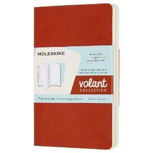 Moleskine Volant Pocket Journal Plain 2 Pack 3.5"x5.5" Coral/Aqua