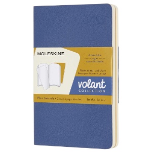Moleskine Volant Pocket Journal Plain 2 Pack 3.5"x5.5" Blue/Amber