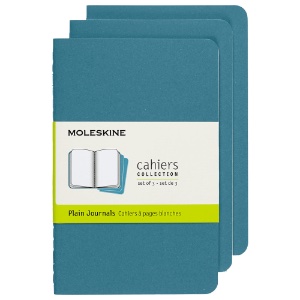 Moleskine Cahier Pocket Journal Plain 3 Pack 3.5"x5.5" Brisk Blue