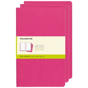 Moleskine Cahier Large Journal Plain 3 Pack 5"x8.25" Kinetic Pink