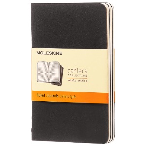 Moleskine Cahier Pocket Journal Ruled 3 Pack 3.5"x5.5" Black