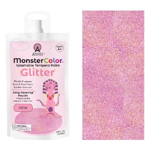 Abroli MonsterColor Washable Tempera Paint 5oz Glitter Pink