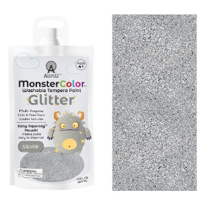 Abroli MonsterColor Washable Tempera Paint 5oz Glitter Silver