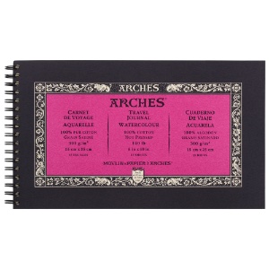 Arches Watercolor Paper Travel Journal 140lb 15 Sheets 6"x10" Hot Press