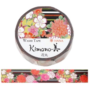 Kamiiso Kimono Beauty Washi Tape 0.6" Hanamaru Gold