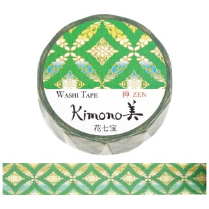 Kamiiso Kimono Beauty Washi Tape 0.6" Hana Shippo