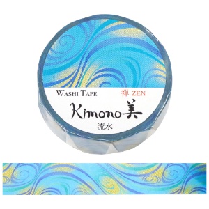 Kamiiso Kimono Beauty Washi Tape 0.6" Flowing Water
