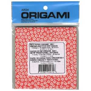 Aitoh Washi Chiyogami Origami Paper 40 Sheets 4-1/2"x4-1/2" Kimono & Folk