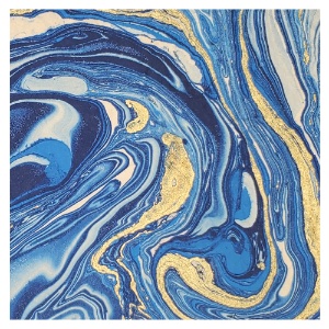 Aitoh Lokta Marble Paper 19.5"x29.5" Blue/Light Blue/Gold