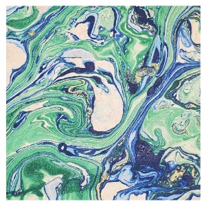 Aitoh Lokta Marble Paper 19.5"x29.5" Green/Blue/Gold