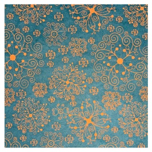 Aitoh Lokta Printed Doodle Paper 19.5"x29.5" Orange/Navy