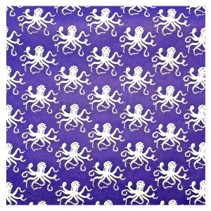 Aitoh Lokta Printed Octopus Paper 19.5"x29.5" Blue/Natural