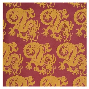 Aitoh Lokta Printed Dragon Paper 19.5"x29.5" Yellow/Red