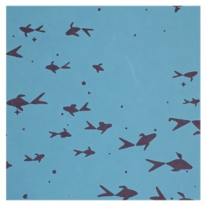 Aitoh Lokta Printed Fish Paper 19.5"x29.5" Blue/Aqua