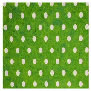 Aitoh Lokta Printed Polka Dot Paper 19.5"x29.5" White/Lime Green