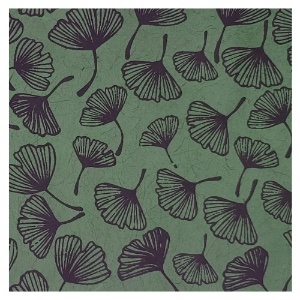 Aitoh Lokta Printed Clover Flower Paper 19.5"x29.5" Black/Olive