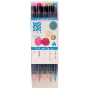Akashiya SAI Coloring Brush Pen 5 Set Spring