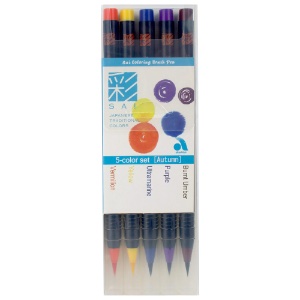 Akashiya SAI Coloring Brush Pen 5 Set Autumn