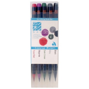 Akashiya SAI Coloring Brush Pen 5 Set Winter