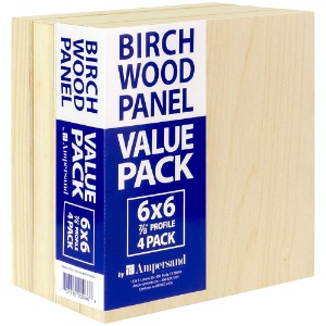 Ampersand Value Pack Birch Wood Panel 7/8" Profile 4 Pack 6"x6"