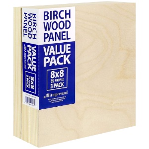 Ampersand Value Pack Birch Wood Panel 7/8" Profile 3 Pack 8"x8"