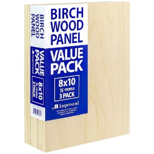 Ampersand Value Pack Birch Wood Panel 7/8" Profile 3 Pack 8"x10"