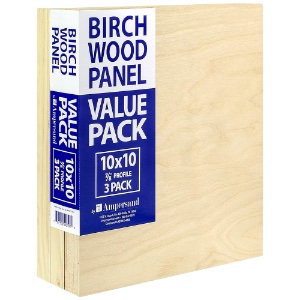 Ampersand Value Pack Birch Wood Panel 7/8" Profile 3 Pack 10"x10"