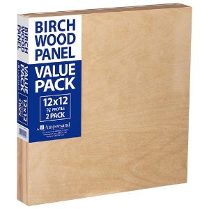 Ampersand Value Pack Birch Wood Panel 7/8" Profile 2 Pack 12"x12"