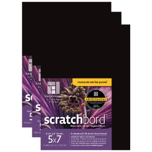 Ampersand Art Museum Series Panel Scratchbord 3 Pack 5"x7" Black