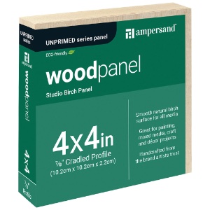 Ampersand Unprimed Series Woodpanel Birch Panel 7/8" Studio 4"x4"