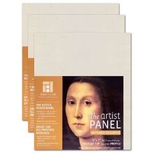 Artist Panel Unprimed Basswood Artist Panel 7/8" Cradled 3 Pack 5"x7"