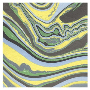 Black Ink Indian Marbled Geode Paper 22"x30" Blue/Green/Black/Yellow/Grey