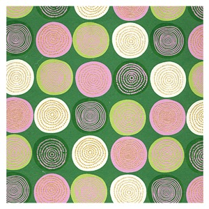 Black Ink Indian Lolli Paper 22"x30" Pink/Lime/Cream/Gold on Grass Green
