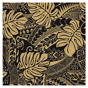 Black Ink Indian Jungle Leaves Paper 22"x30" Gold/Black