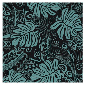 Black Ink Indian Jungle Leaves Paper 22"x30" Turquoise/Black