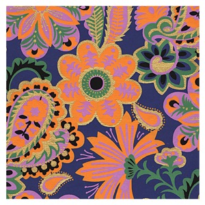 Black Ink Indian Floral & Paisley Paper 22"x30" Multicolor/Royal Blue