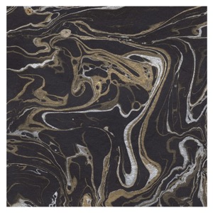Black Ink Indian Marbled Exotic Paper 22"x30" Gold/Silver/Black