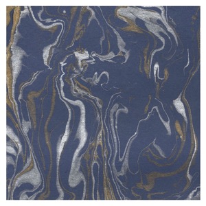 Black Ink Indian Marbled Exotic Paper 22"x30" Gold/Silver/Blue