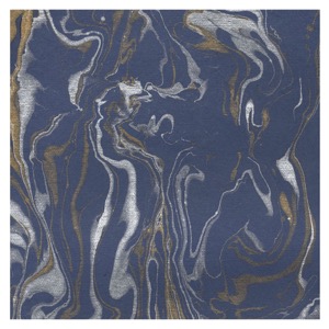 Black Ink Indian Marbled Exotic Paper 22"x30" Gold/Silver/Blue