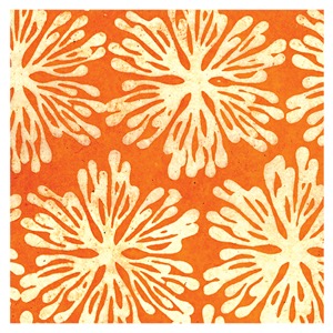 Black Ink Anemone Lokta Paper 20"x30" Orange/Natural