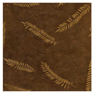 Black Ink Sun Washed Fern Lokta Paper 20"x30" Gold/Brown