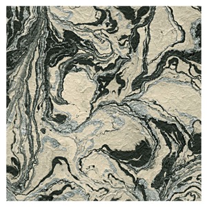 Black Ink Marbled Lokta Paper 20"x30" Silver/Black On Natural