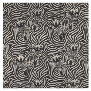 Black Ink Screeprinted Zebra Stampede Lokta Paper 20"x30" Black/White