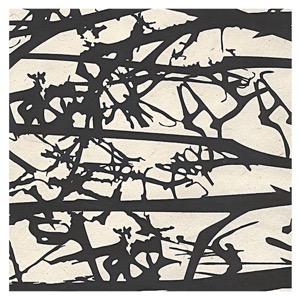 Black Ink Screenprinted Bare Birch Lokta Paper 20"x30" Black On Natural
